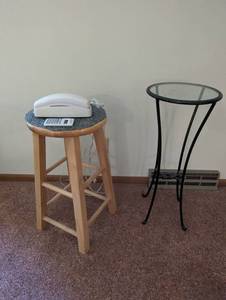 lot 414 image: Table, Stool, Phone, & Calculator