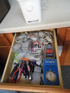 lot 346 image: Drawer of tools, two cycle engine oil and more