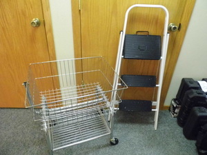 lot 373 image: Laundry hamper and folding step ladder