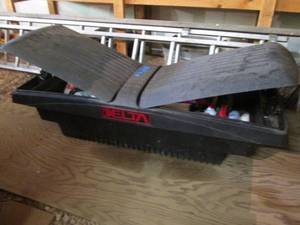 lot 13 image: Delta dual open lockable truck bed tool box for smaller trucks plus all the hand tools, fluids and other automotive supplies