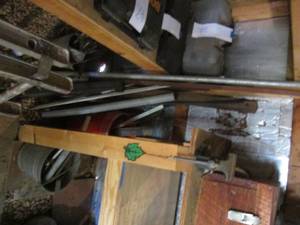 lot 460 image: Corner lot of scrap metal including a 5-gallon bucket and 2-metal pails of scrap metal