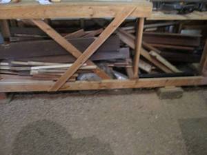 lot 462 image: Large variety of scrap wood, dowels and lumber