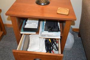 lot 264 image: NightstandEnd Table  Contents, Lamp Not Included