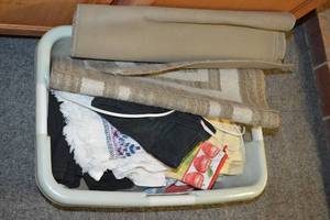 lot 251 image: Hamper of Assorted Blankets, Rugs, Towels, Etc.