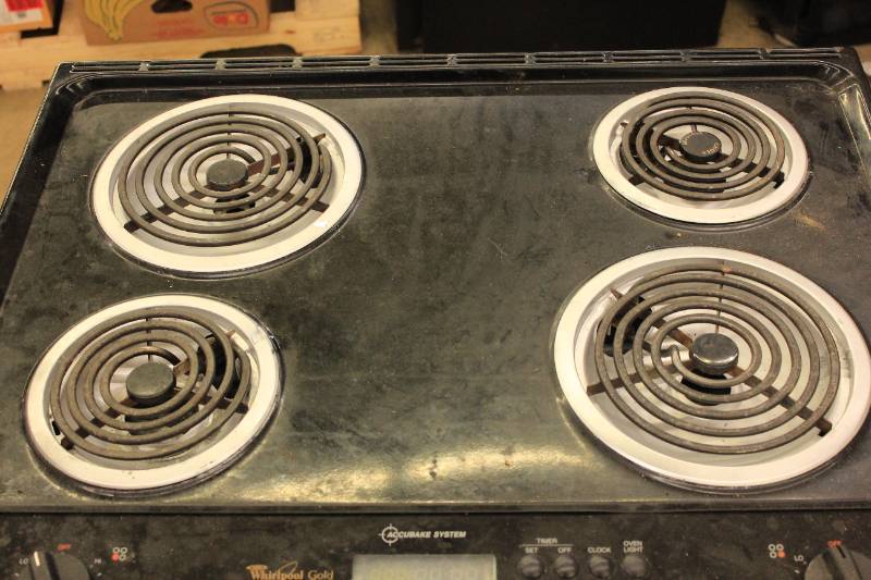 Used Whirlpool Oven Stovetop Combo Black - Tested and Working, See Pictures