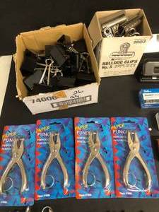 lot 32 image: Paper Punch, Clips, Stapler and Staple Remover