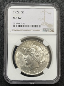 1922 Peace Dollar NGC MS62