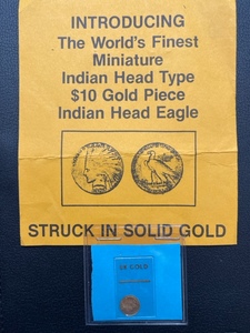 Miniature Indian Head Type $10 Gold Piece