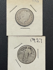 1892 Barber and 1927 Standing Liberty Quarters