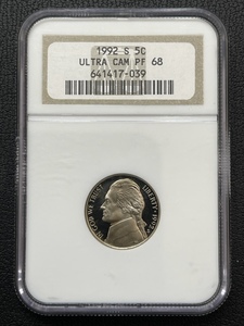1992-S Jefferson Nickel NGC PF68 Ultra Cameo