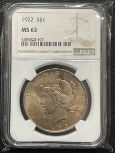 1922 Peace Dollar NGC MS63