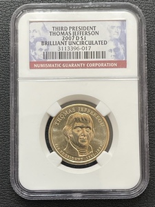 2007-D Thomas Jefferson Dollar NGC Brilliant Uncirculated