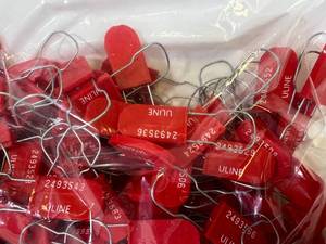lot 37 image: 100 Uline Red Padlock Seals