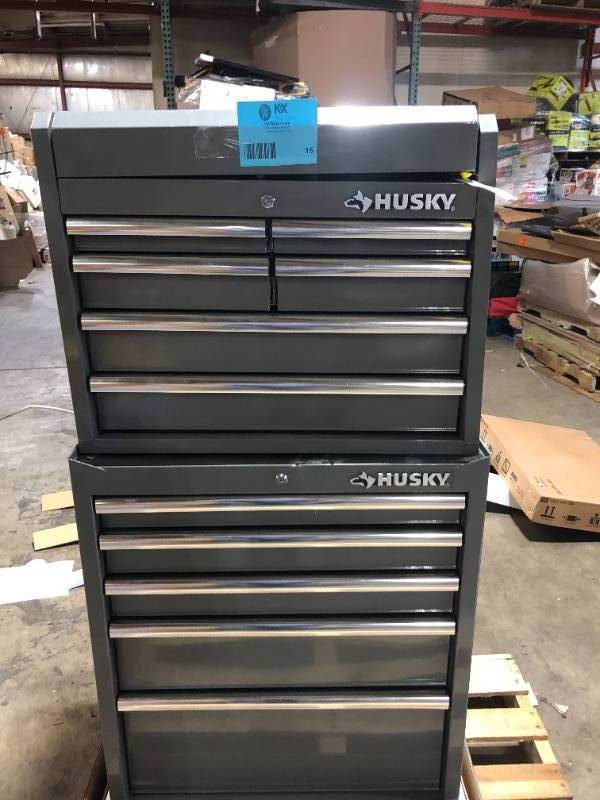Husky 27 in. 11-Drawer Tool Chest and Cabinet Combo in Glossy Gray