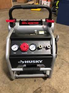 lot 1 image: Husky 4.5 Gal. Portable Electric-Powered Silent Air Compressor Customer Returns See Pictures