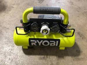 lot 5 image: RYOBI ONE 1 Gal. 120 PSI Portable 18V Horizontal Air Compressor ( 0.5 CFM at 90 PSI )   Customer Returns See Pictures