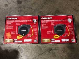 lot 8 image: Lot of 2 Husky 38 in. x 50 ft. Hybrid Retractable Hose Reel Customer Returns See Pictures