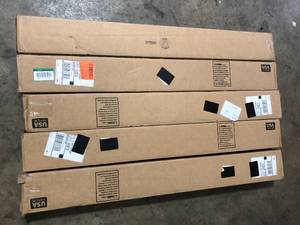 lot 25 image: Lot of 5 HARDWOOD REFLECTIONS 58 in. x 5-12 in. x 48 in. Rustic Weathered Grey Pine Solid Wood Wall Paneling   Customer Returns See Pictures