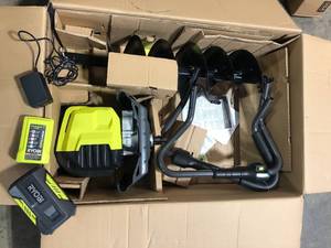 lot 28 image: RYOBI 40V HP Brushless Cordless Earth Auger with 8 in. Bit with 4.0 Ah Battery and Charger  Customer Returns See Pictures
