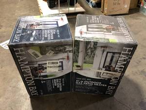 lot 41 image: Lot of 2 Hampton Bay 48000 BTU Stainless Steel Patio Heater   Customer Returns See Pictures