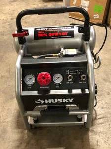 Husky 4.5 Gal. Portable Electric-Powered Silent Air Compressor  Customer Returns See Pictures