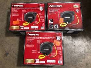 Lot of 3 Husky 38 in. x 50 ft. Hybrid Retractable Hose Reel  Customer Returns See Pictures