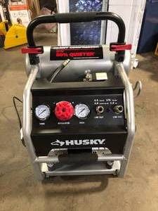 Husky 4.5 Gal. Portable Electric-Powered Silent Air Compressor Customer Returns See Pictures