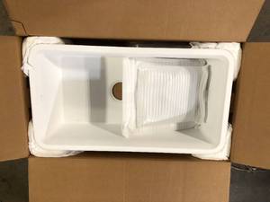 KOHLER Cairn 18-516 in. x 27-12 in. x12-58 in. Composite Undermount Utility Sink in Matte White  Customer Returns See Pictures