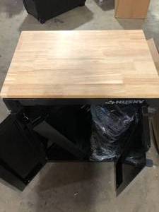 Husky 9-Piece Ready-to-Assemble Steel Garage Workstation in Black (80 in. W x 69.5 in. H x 19.5 in. D) Customer Returns See Pictures