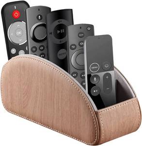 lot 9 image: Leather TV Remote Control Holder With 5 Compartments  Remote Caddy  Makeup Brush Pen Stationary Table Controllers NEW