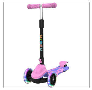 lot 19 image: Hiboy Q1 Scooter for Kids - 4 Adjustable Heights, 3 Wheels with 2 LED Light-Up Front Wheels, Foldable Toddler Scooter for Boys and Girls from 2-6 Years Old (Pink) NEW