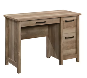 lot 34 image: SAUDER 44 in. Rectangular Lintel Oak 3 Drawer Writing Desk with File Storage Model # 426140 UPC Code # 0042666056427 NEW