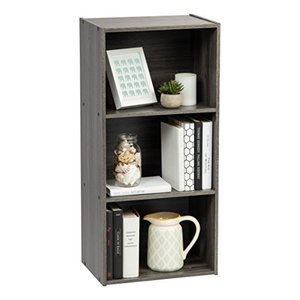 lot 37 image: IRIS USA 3 Tier Cube Bookshelf Storage Cubby Shelf, Bookcase, Gray 762016471266 NEW