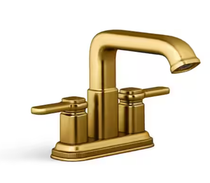 lot 58 image: KOHLER Numista 4 in. Centerset 2-Handle Bathroom Faucet in Vibrant Brushed Moderne Brass Model # K-R26584-4D-2MB UPC Code # 885612921611 NEW