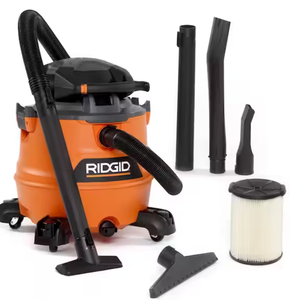 lot 64 image: RIDGID 16 Gallon 6.5 Peak HP NXT WetDry Shop Vacuum with Detachable Blower, Filter, Locking Hose and Accessories Model # HD1600 UPC Code # 648846023175 NEW