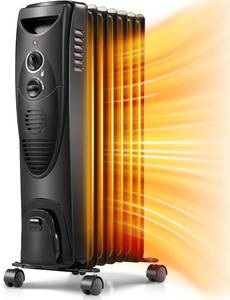 lot 85 image: Kismile Portable Electric Radiator Heater, Oil Filled with 3 Heat Settings, Adjustable Thermostat, Overheat & Tip-Over Protection For indoor use, 1500W NEW