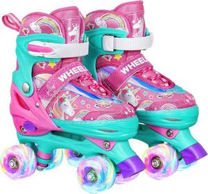 lot 99 image: Truwheelz Rainbow Roller Skates  Adjustable Light up Roller Skates for Kids Small NEW