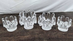 Four Costa Boda Crystal Sunflower Candleholders