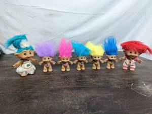Seven Vintage Troll Dolls