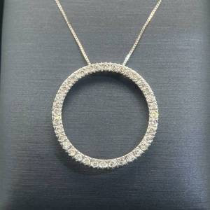 0.25 Carat Diamond Endless Infinity Eternity Circle Pendant in 14k White Gold $1,500 Retail