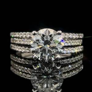 2.68 Carat Fancy Light Blue Diamond Round Brilliant Solitaire & Triple Split Band Engagement Ring in 14k White Gold w IGI Cert $8415 Retail VIDEO