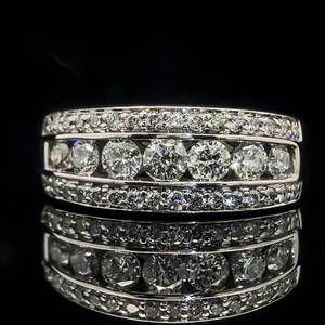 1 Carat Diamond Triple Row Channel Band Ring in 14k White Gold $3350 Retail VIDEO