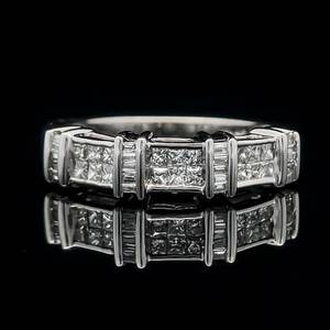 0.50 Carat Diamond Princess & Baguette Channel Ring in 14k White Gold $2699 Retail VIDEO