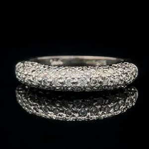 Upscale Estate Diamond Micro Pave Slim Dome Shaped Estate Ring in 14k White Gold $2200 Retail VIDEO