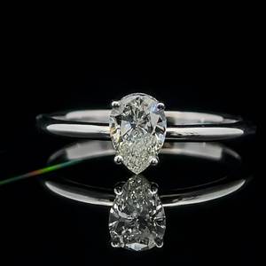 Brand New 12 Carat Diamond Pear Solitaire Four-Prong Ring in 14k White Gold $1999 Retail VIDEO