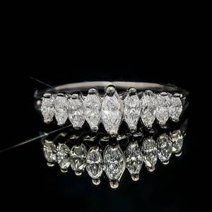 Brand New Marquise Cut Diamond 9-Stone Single Row Anniversary Ring in 14k White Gold $1999 Retail VIDEO