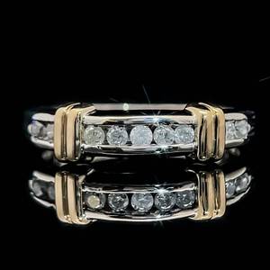 Diamond Channel Two-Tone Ribbon Ring in Two-Tone Yellow & White Gold $1250 Retail