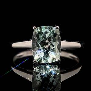2 Carat Natural Aquamarine Rectangular Radiant Four-Prong Solitaire Ring