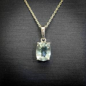 2 Carat Aquamarine Rectangular Radiant Solitaire Drop Pendant Necklace