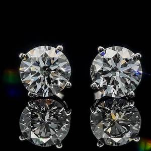 4 CARAT Diamond Round Brilliant Solitaire Stud Earrings in 14k White Gold w IGI Certification Report - IDEAL CUT $11,381 Retail VIDEO